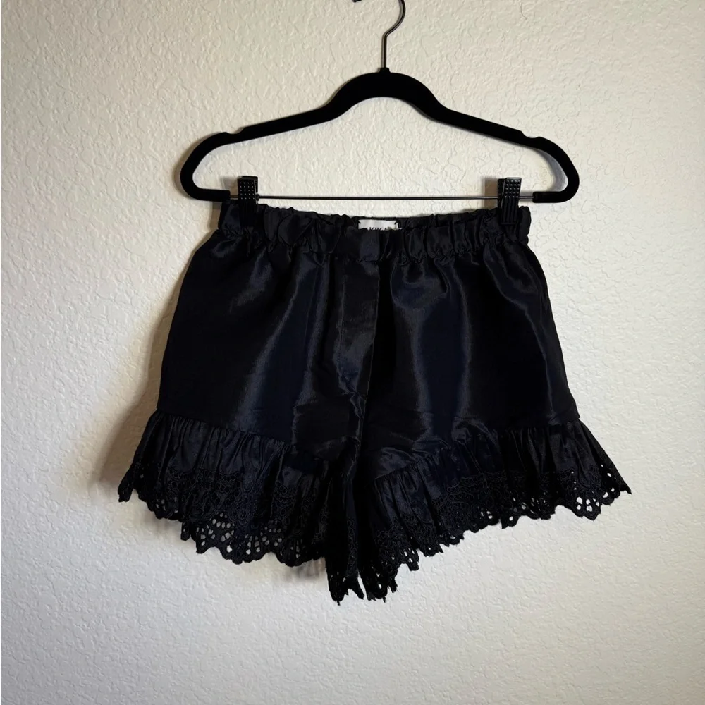 Kika Vargas Black Lace Trim Frida Shorts